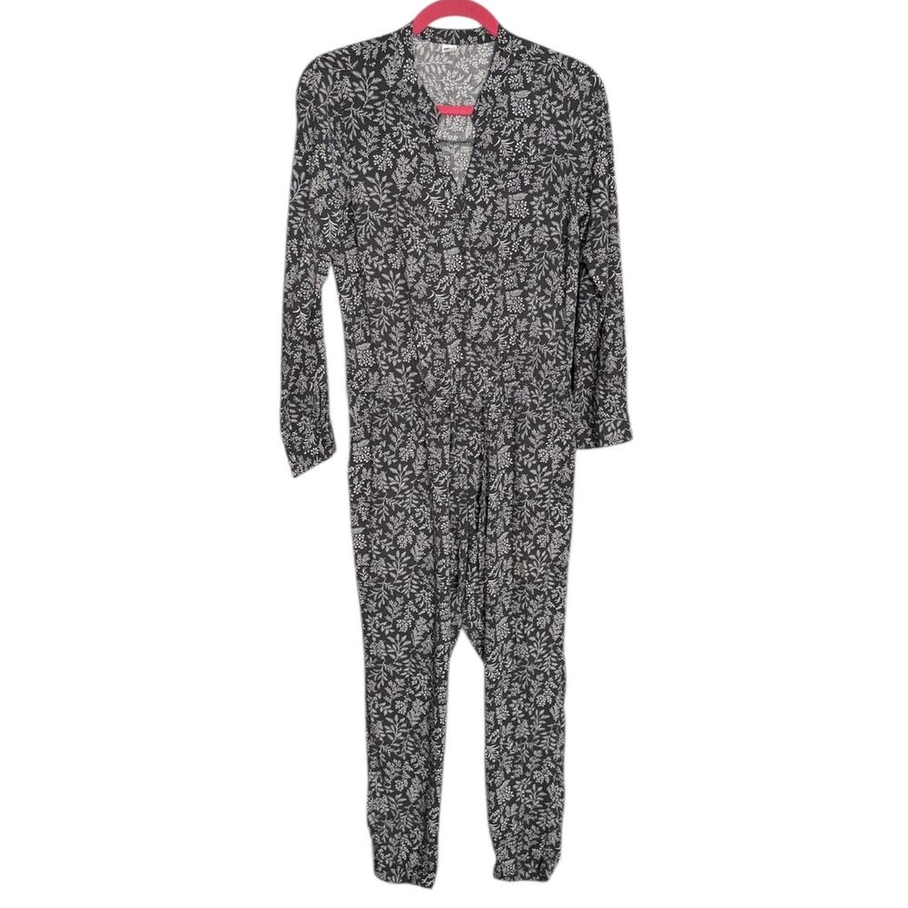 Old Navy Floral Jumpsuit Long Sleeve Boho Drawstring Waist Button Botanical
